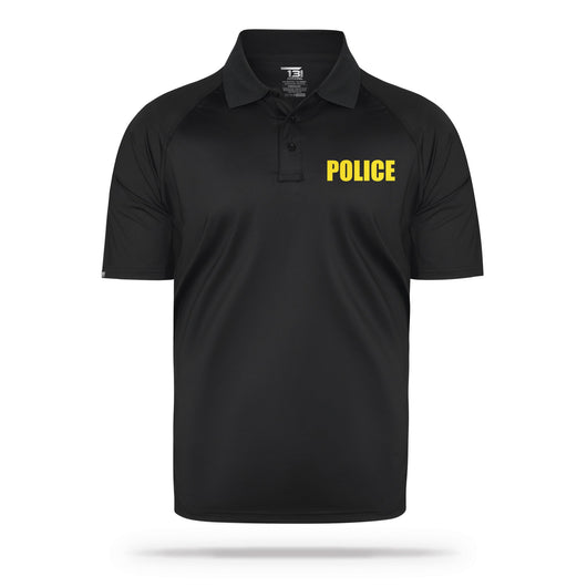 [POLICE] Men's Performance Polo [BLK/GLD]-13 Fifty Apparel