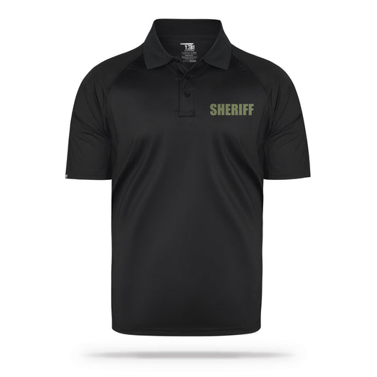 [SHERIFF] Men's Performance Polo [BLK/GRN]-13 Fifty Apparel