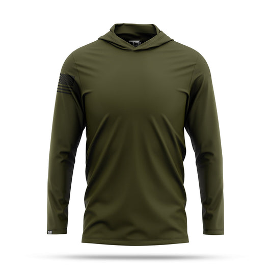 [UNMARKED] Men's Performance Hooded Long Sleeve [GRN]-13 Fifty Apparel