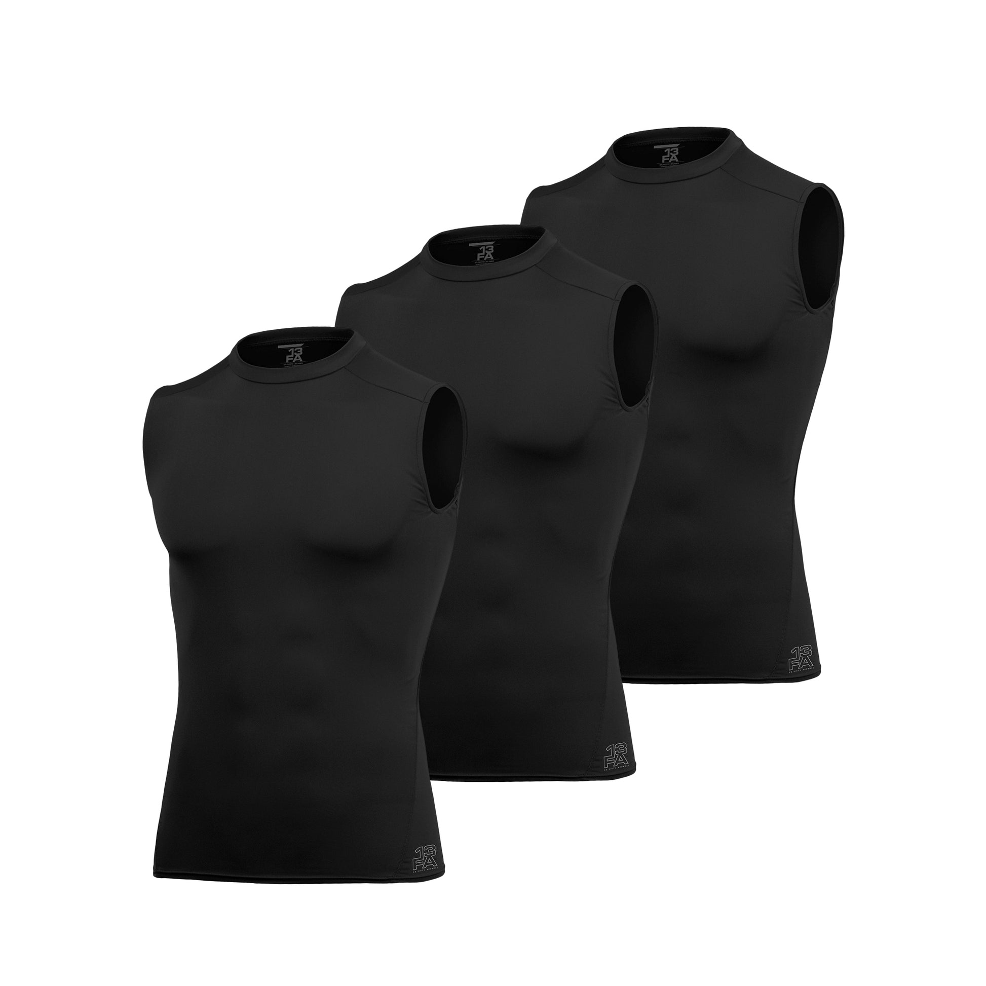 [3PACK] Unmarked Men's Compression Tanks [BLK/BLK/BLK]-13 Fifty Apparel