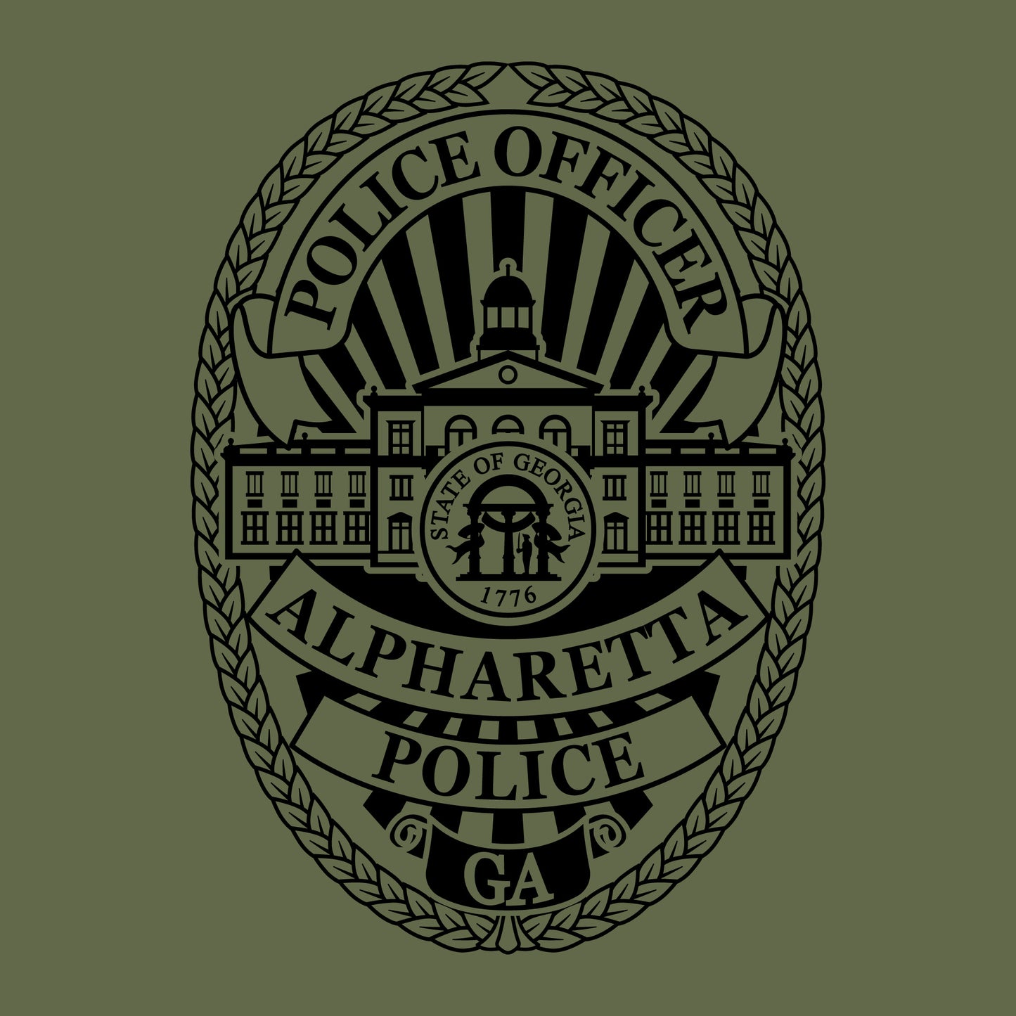 [ALPHARETTA PD] Men's K9 Long Sleeve Utility Shirt [GRN/BLK]-13 Fifty Apparel