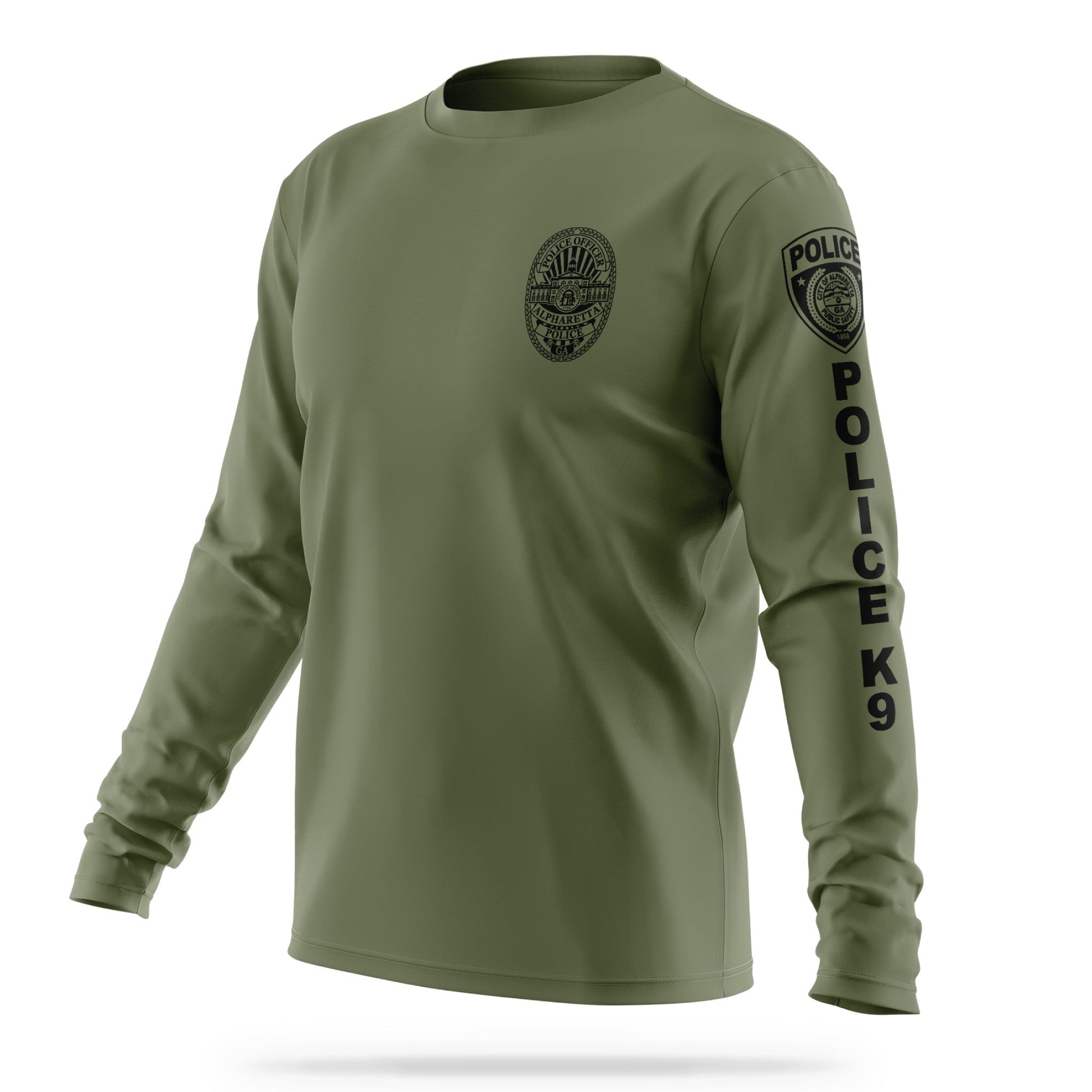 [ALPHARETTA PD] Men's K9 Long Sleeve Utility Shirt [GRN/BLK]-13 Fifty Apparel