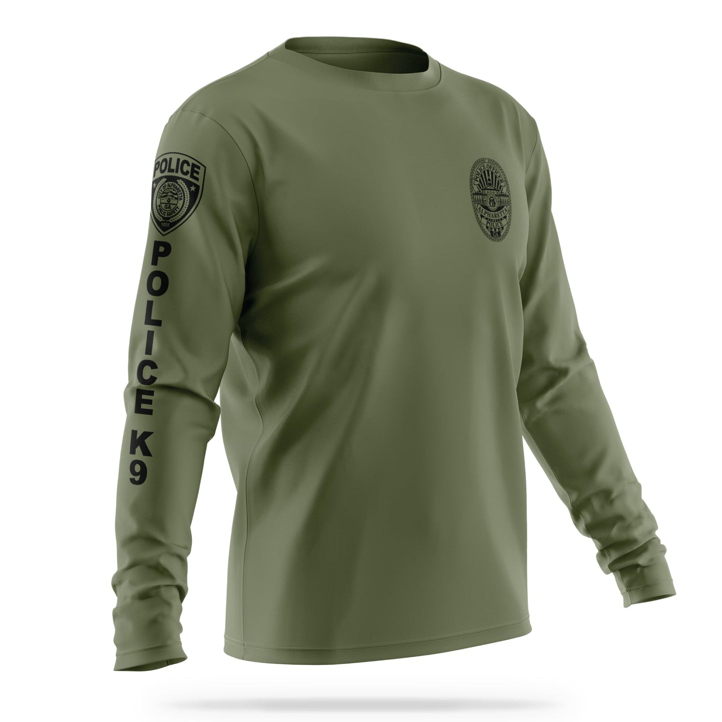 [ALPHARETTA PD] Men's K9 Long Sleeve Utility Shirt [GRN/BLK]-13 Fifty Apparel