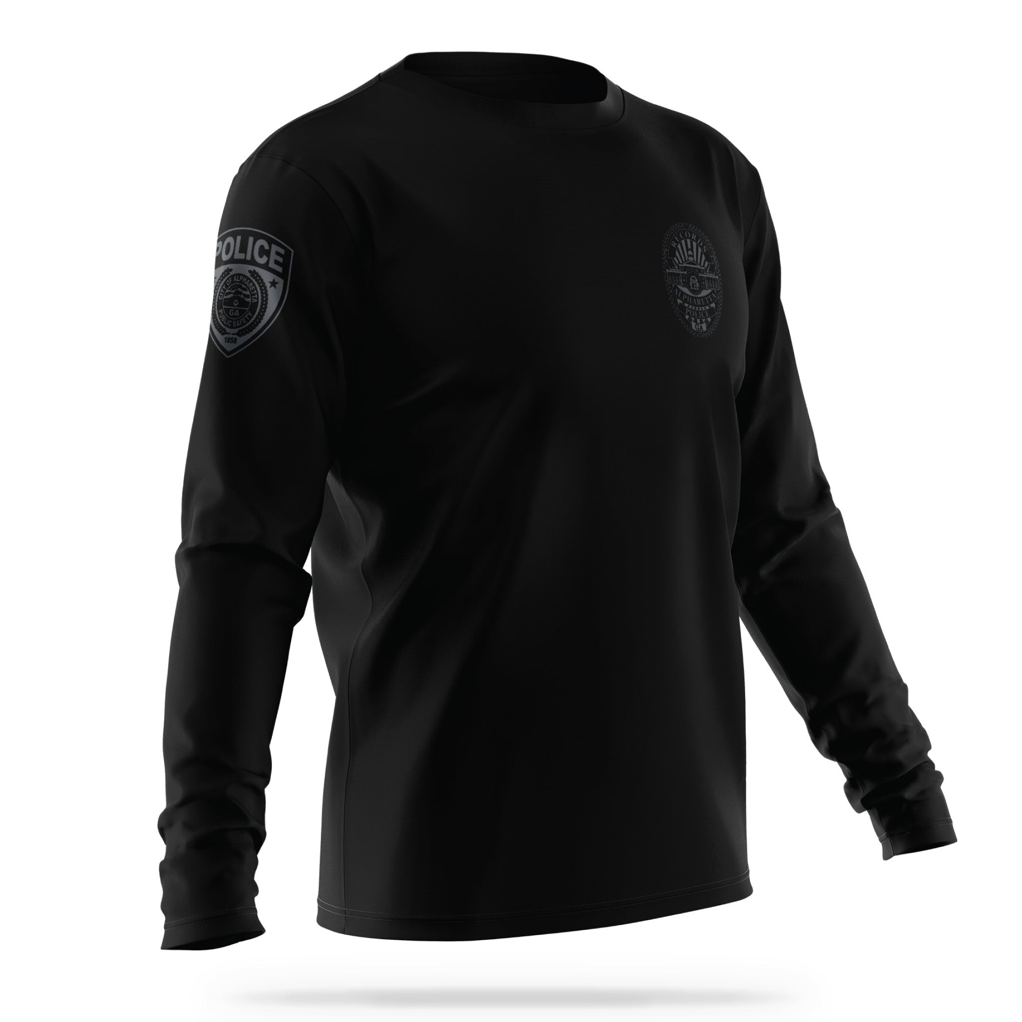 [ALPHARETTA PD] Men's RECORDS Utility Long Sleeve [BLK/GRY]-13 Fifty Apparel