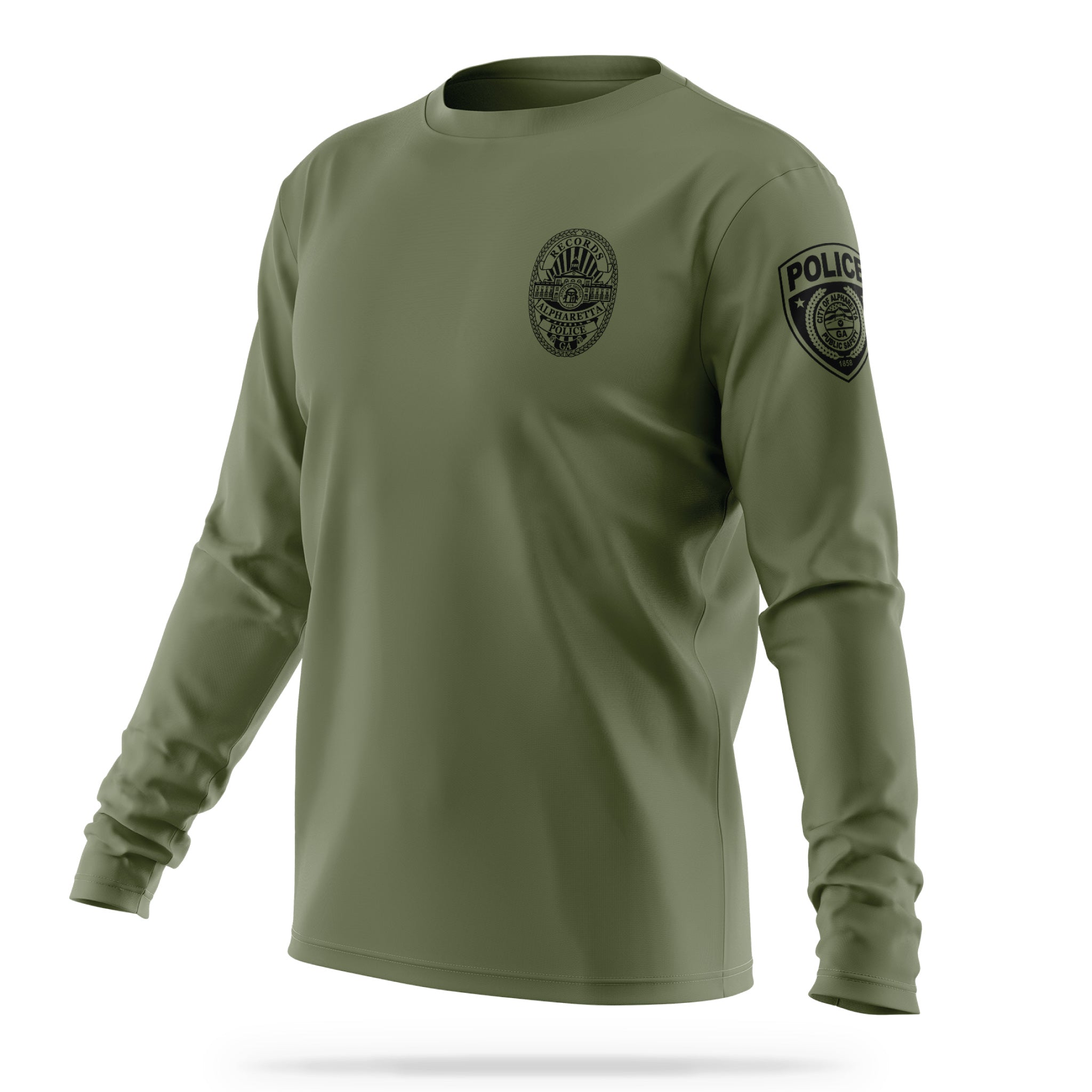 [ALPHARETTA PD] Men's RECORDS Utility Long Sleeve [ODGRN/BLK]-13 Fifty Apparel