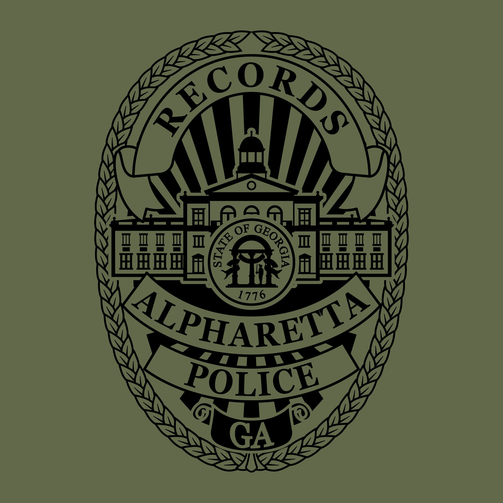 [ALPHARETTA PD] RECORDS Utility Shirt [ODGRN/BLK]-13 Fifty Apparel