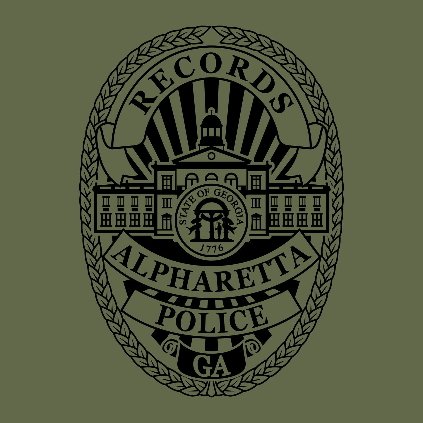 [ALPHARETTA PD] RECORDS Utility Shirt [ODGRN/BLK]-13 Fifty Apparel