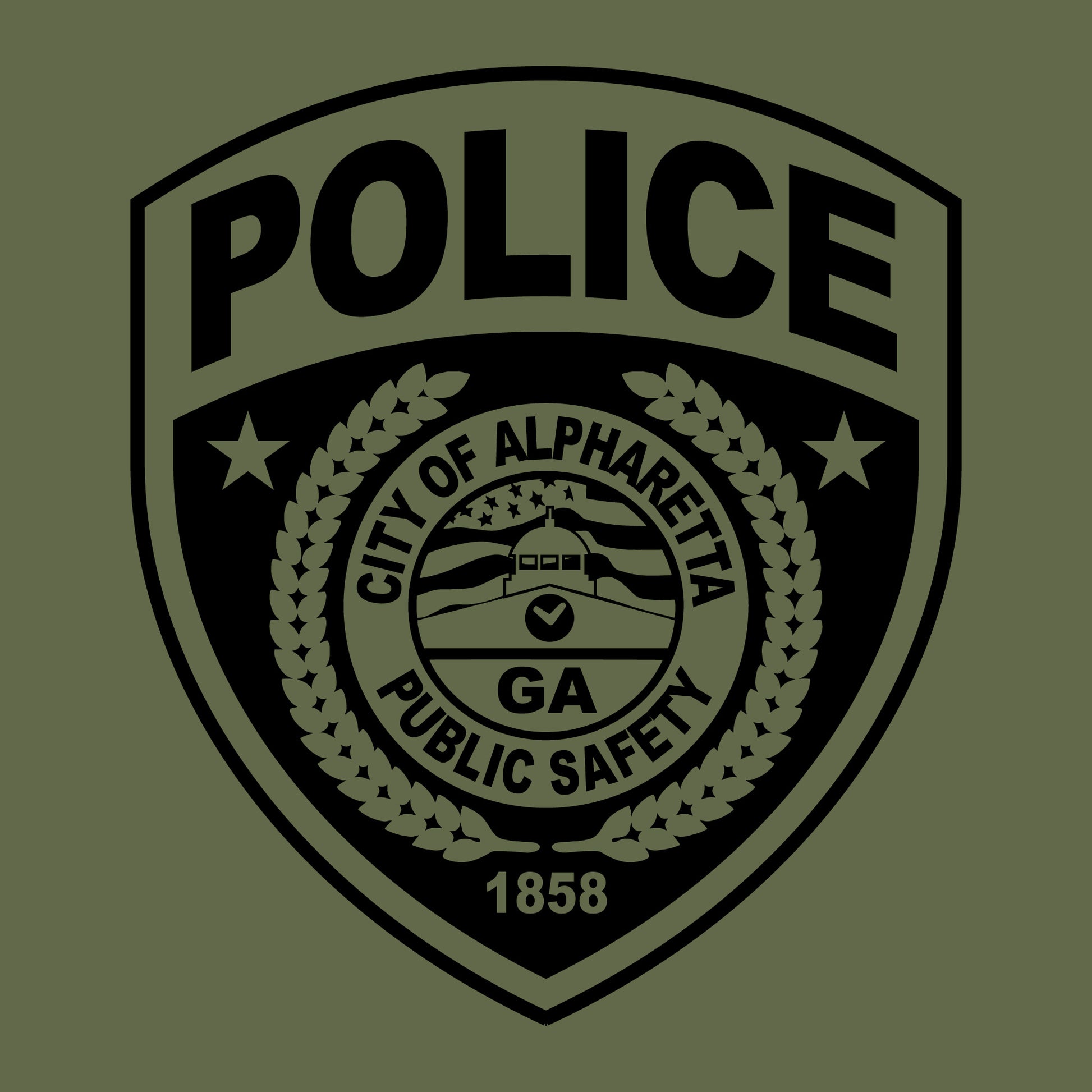 [ALPHARETTA PD] RECORDS Utility Shirt [ODGRN/BLK]-13 Fifty Apparel