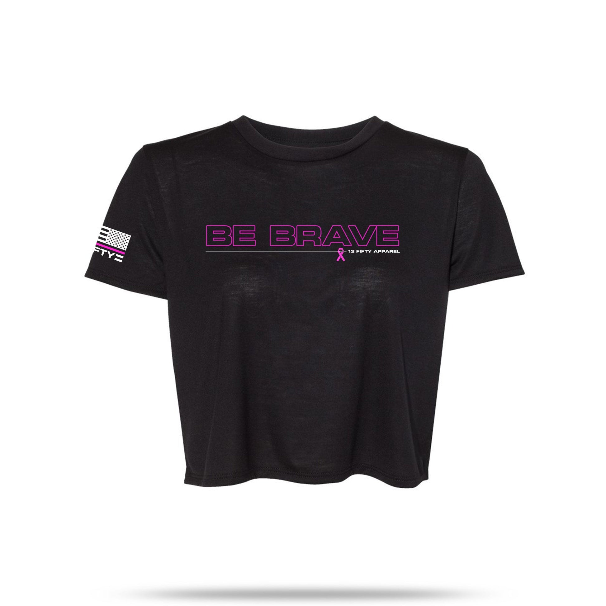 [BE BRAVE 24] Women's Crop Top [BLK/PNK]-13 Fifty Apparel