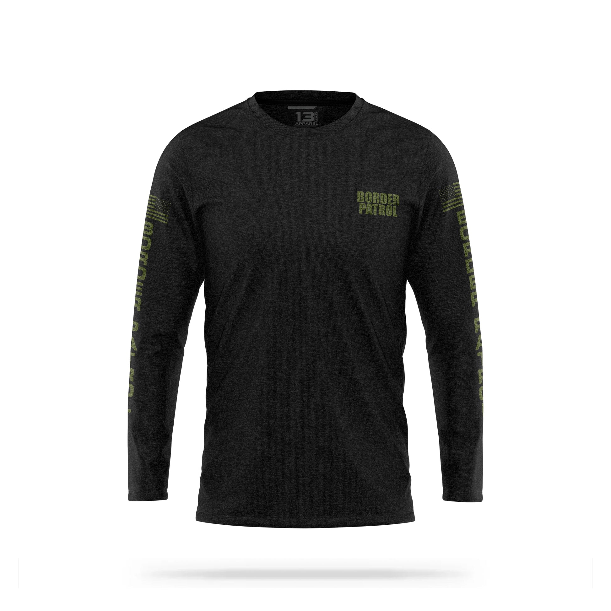 [BORDER PATROL] Cotton Blend Long Sleeve [BLK/GRN]-13 Fifty Apparel