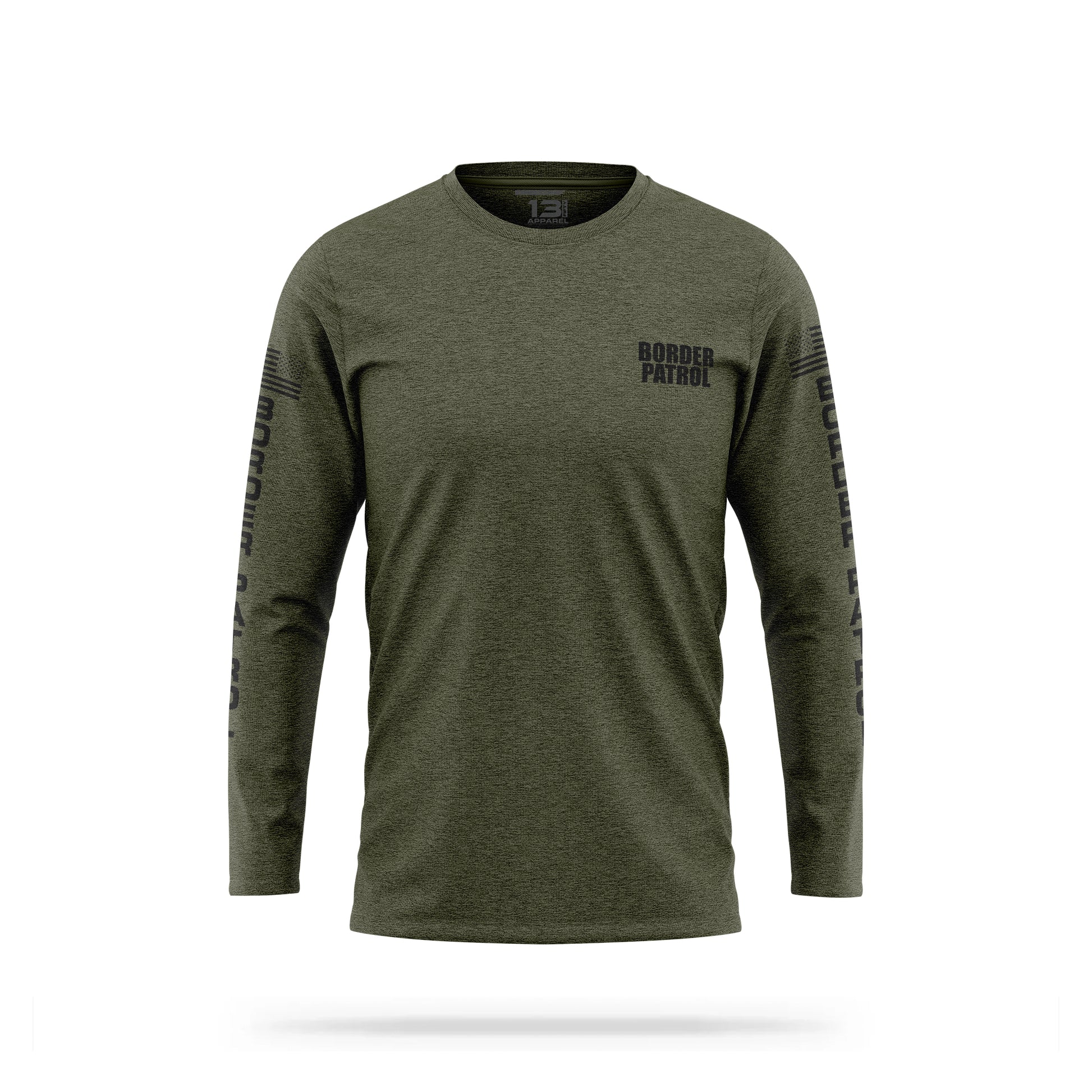 [BORDER PATROL] Cotton Blend Long Sleeve [GRN/BLK]-13 Fifty Apparel