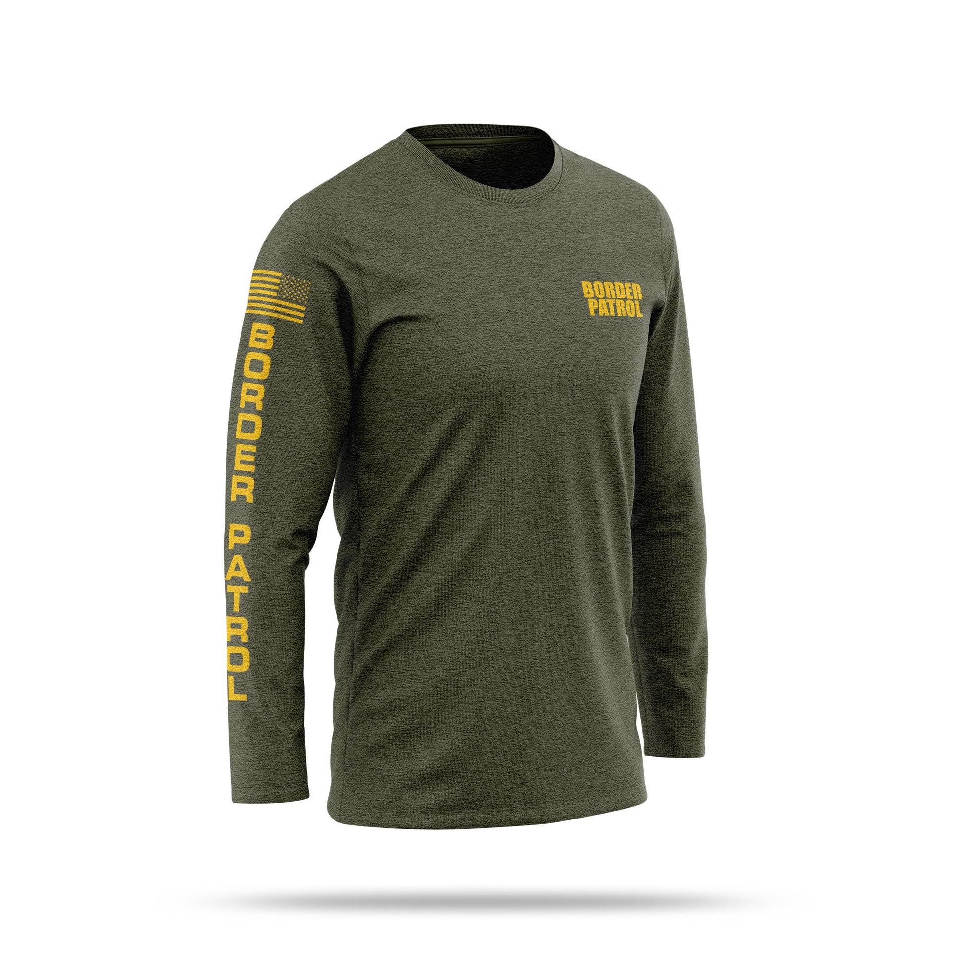 [BORDER PATROL] Cotton Blend Long Sleeve [GRN/GLD]-13 Fifty Apparel