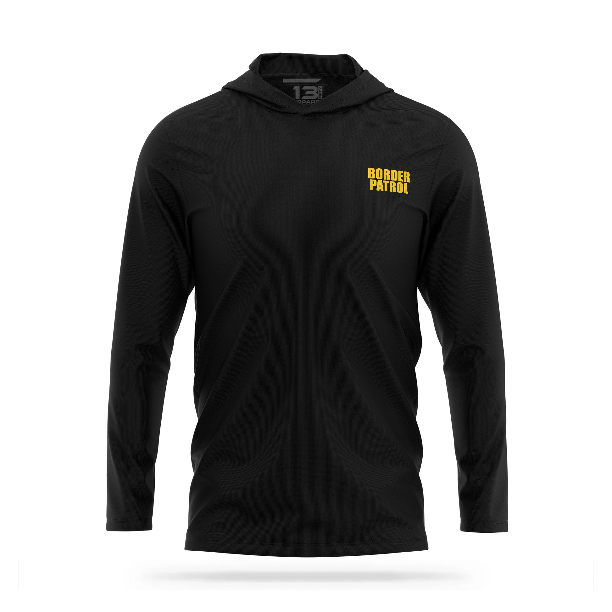 [BORDER PATROL] Men's Hooded Long Sleeve [BLK/GLD]-13 Fifty Apparel