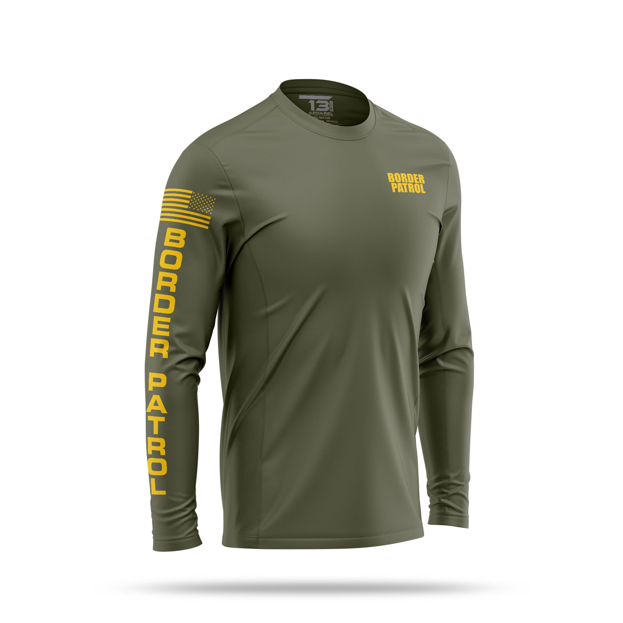 [BORDER PATROL] Men's Utility Long Sleeve [GRN/GLD]-13 Fifty Apparel