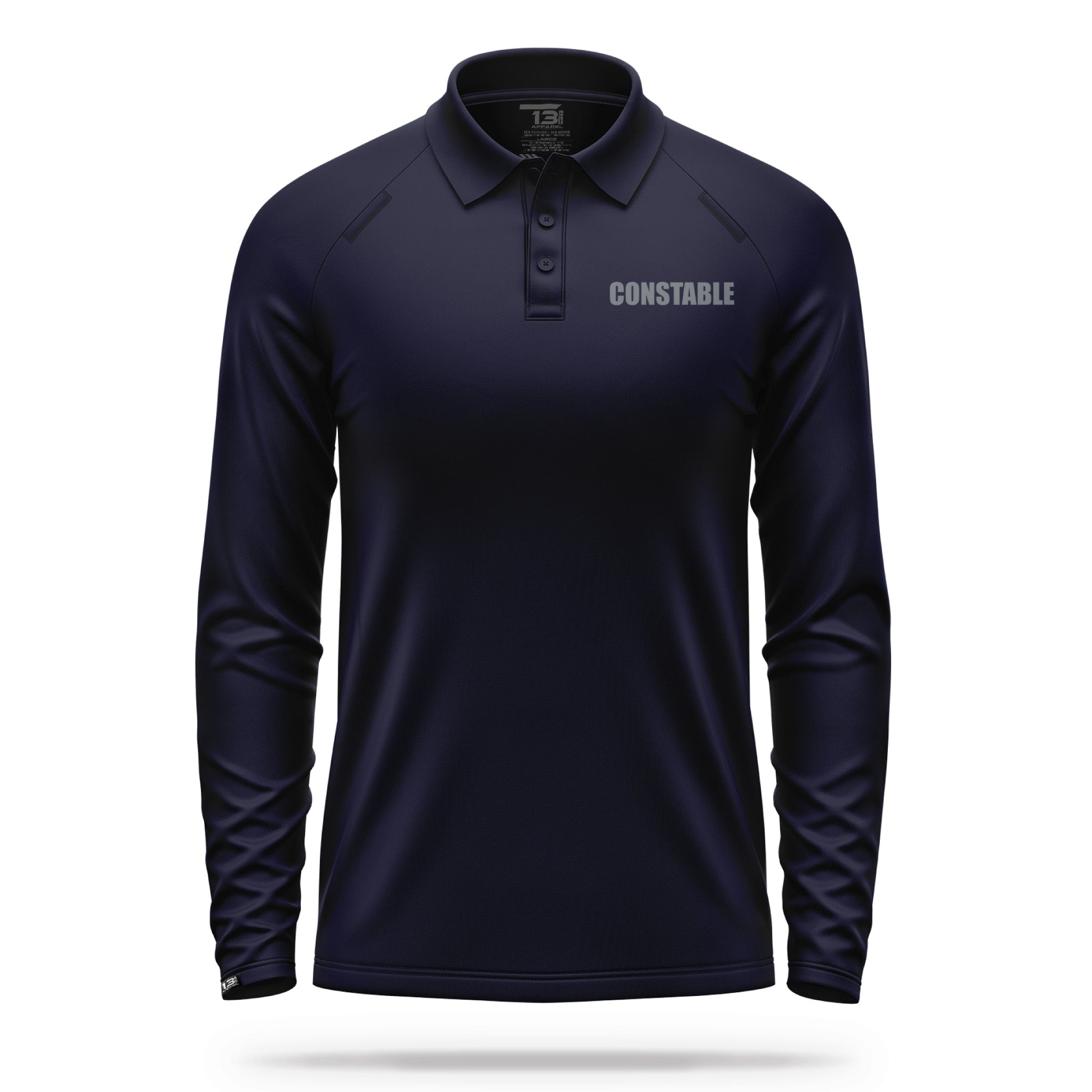 [CONSTABLE] Men's Performance Polo Long Sleeve [NVY/GRY]-13 Fifty Apparel