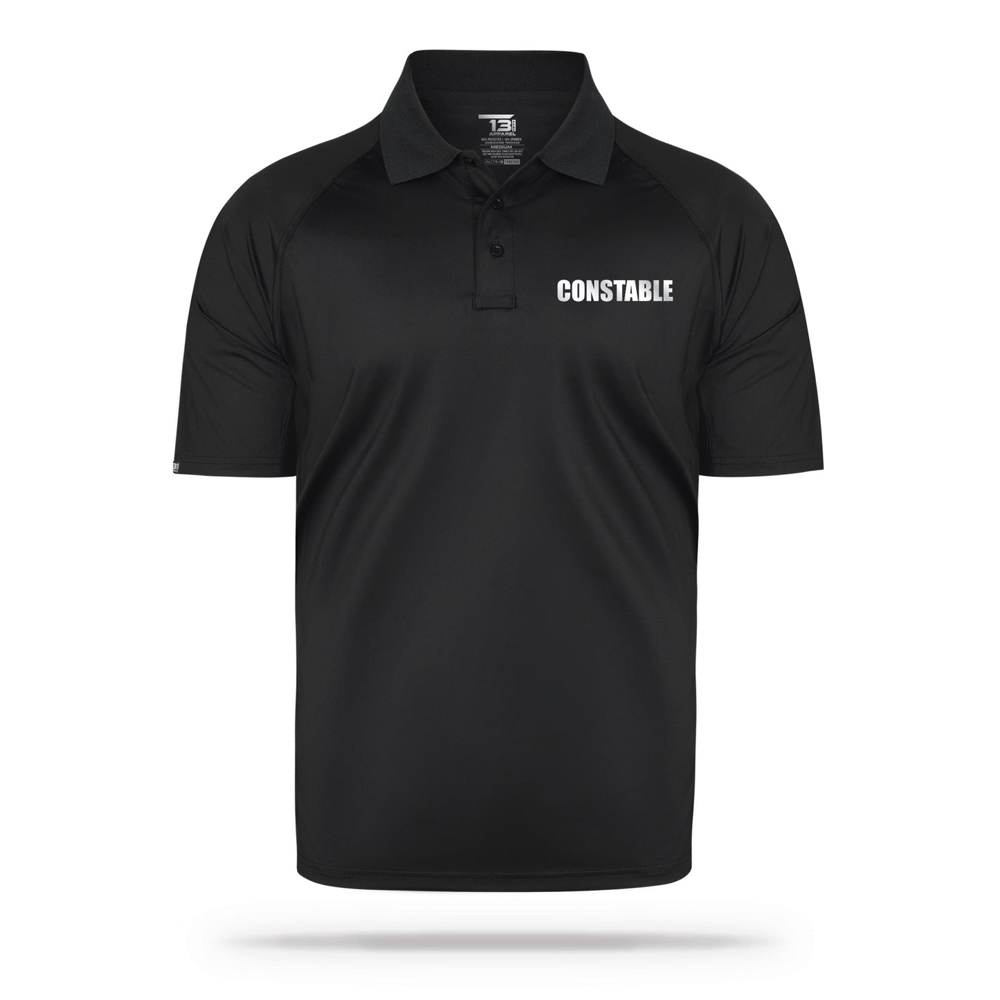 [CONSTABLE] Reflective Men's Performance Polo [BLK/REF]-13 Fifty Apparel