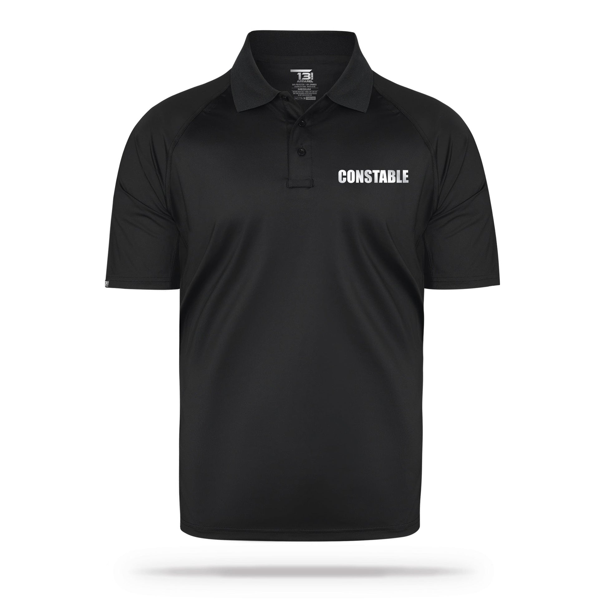 [CONSTABLE] Reflective Men's Performance Polo [BLK/REF]-13 Fifty Apparel