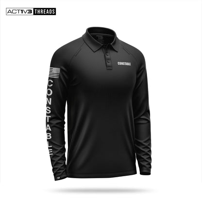 [CONSTABLE] Reflective Men's Performance Polo Long Sleeve [BLK/REF]-13 Fifty Apparel