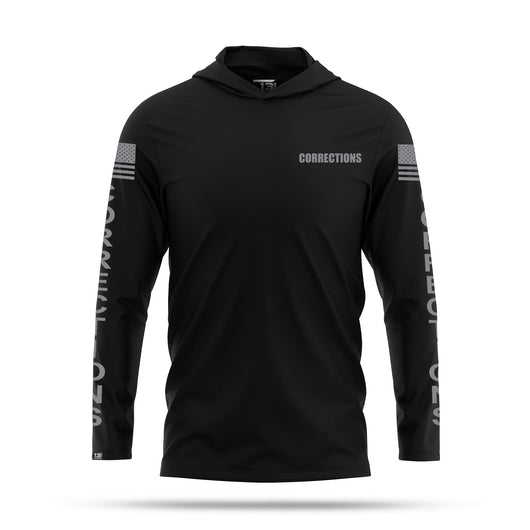[CORRECTIONS] Men's Performance Hooded Long Sleeve [BLK/GRY]-13 Fifty Apparel