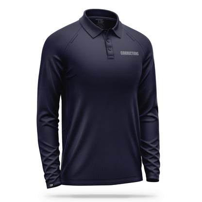 [CORRECTIONS] Men's Performance Polo Long Sleeve [NVY/GRY]-13 Fifty Apparel
