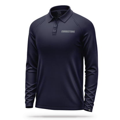 [CORRECTIONS] Men's Performance Polo Long Sleeve [NVY/GRY]-13 Fifty Apparel