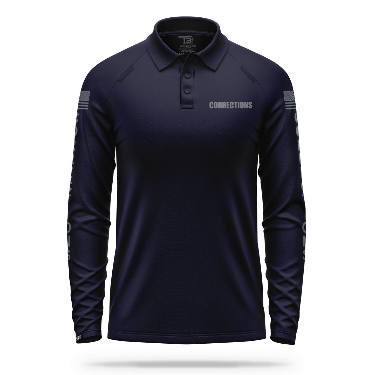[CORRECTIONS] Men's Performance Polo Long Sleeve [NVY/GRY] 13 Fifty Apparel 