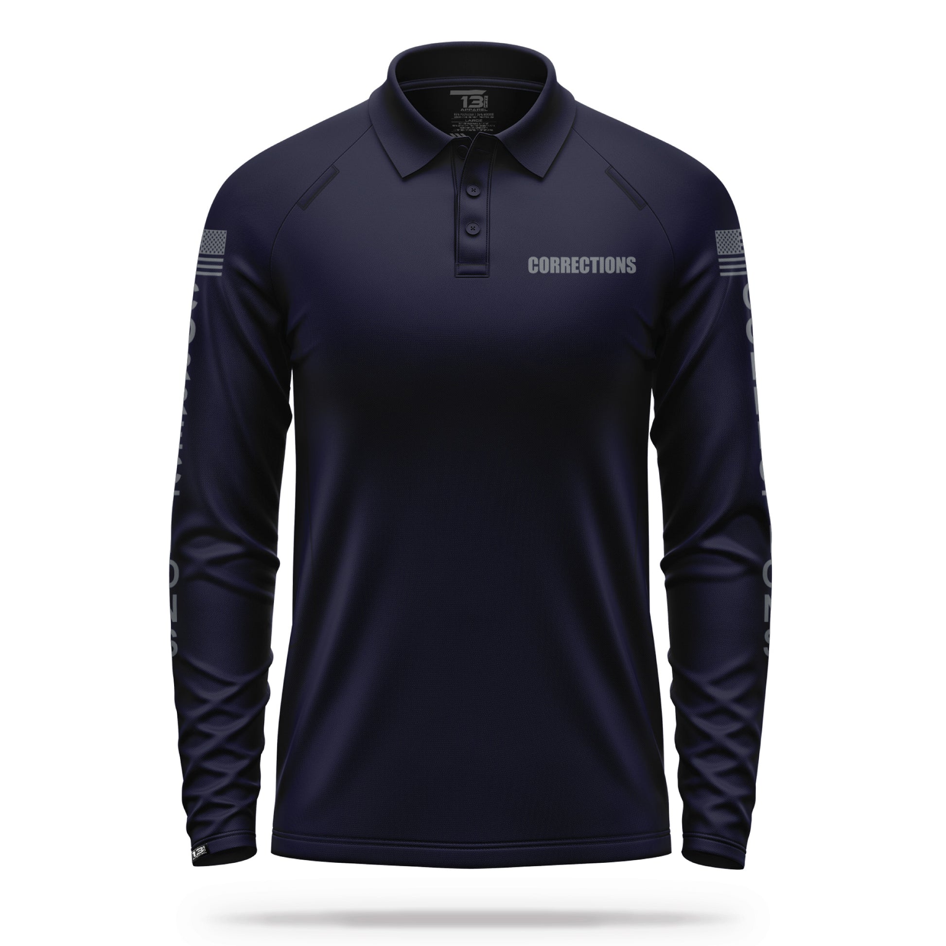[CORRECTIONS] Men's Performance Polo Long Sleeve [NVY/GRY] 13 Fifty Apparel 