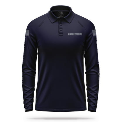 [CORRECTIONS] Men's Performance Polo Long Sleeve [NVY/GRY] 13 Fifty Apparel 