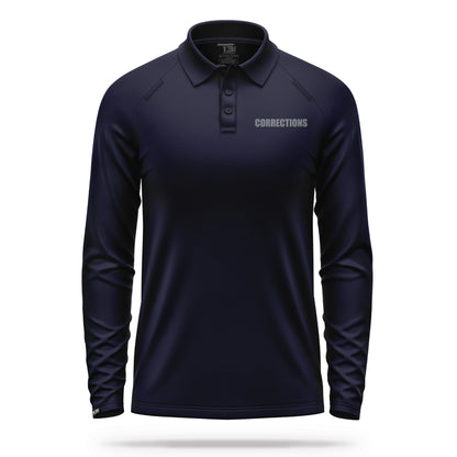 [CORRECTIONS] Men's Performance Polo Long Sleeve [NVY/GRY]-13 Fifty Apparel