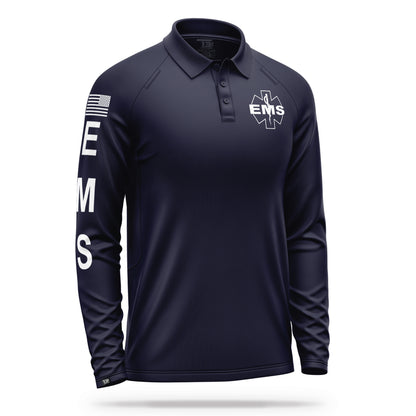 [EMS] Men's Performance Polo Long Sleeve [NVY/GRY] 13 Fifty Apparel 