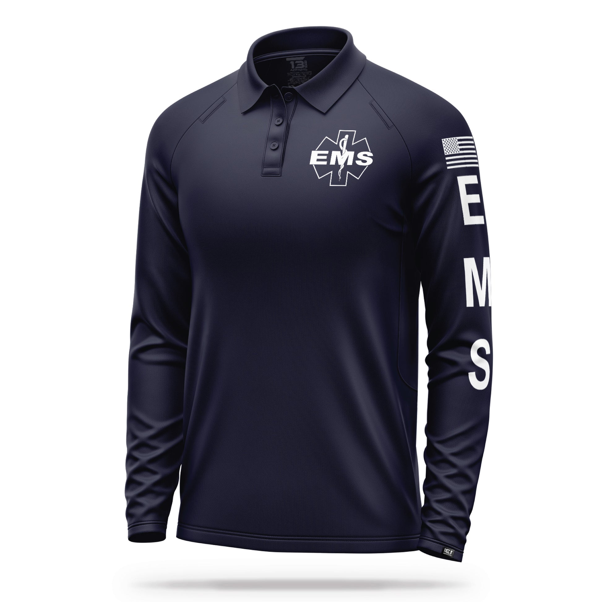 [EMS] Men's Performance Polo Long Sleeve [NVY/GRY] 13 Fifty Apparel 