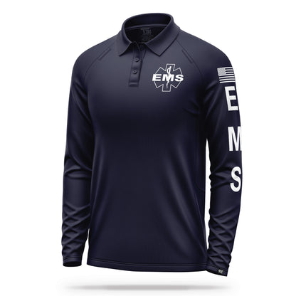 [EMS] Men's Performance Polo Long Sleeve [NVY/GRY] 13 Fifty Apparel 