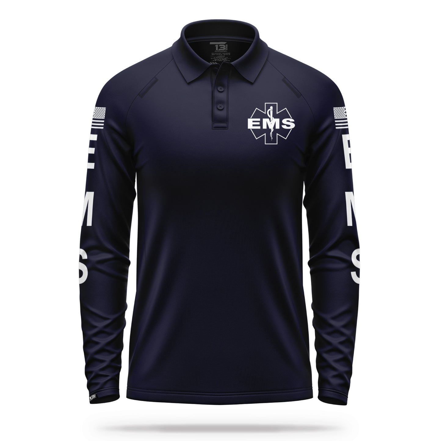 [EMS] Men's Performance Polo Long Sleeve [NVY/GRY] 13 Fifty Apparel 