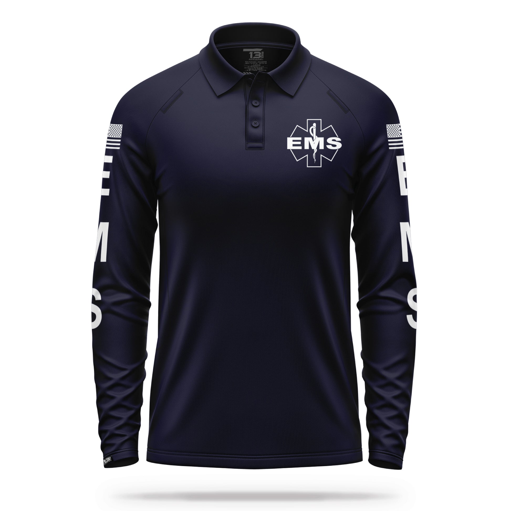 [EMS] Men's Performance Polo Long Sleeve [NVY/GRY] 13 Fifty Apparel 
