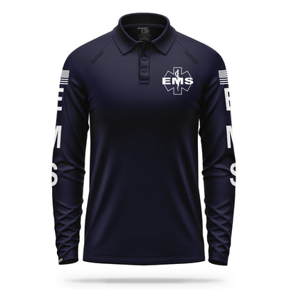 [EMS] Men's Performance Polo Long Sleeve [NVY/GRY] 13 Fifty Apparel 