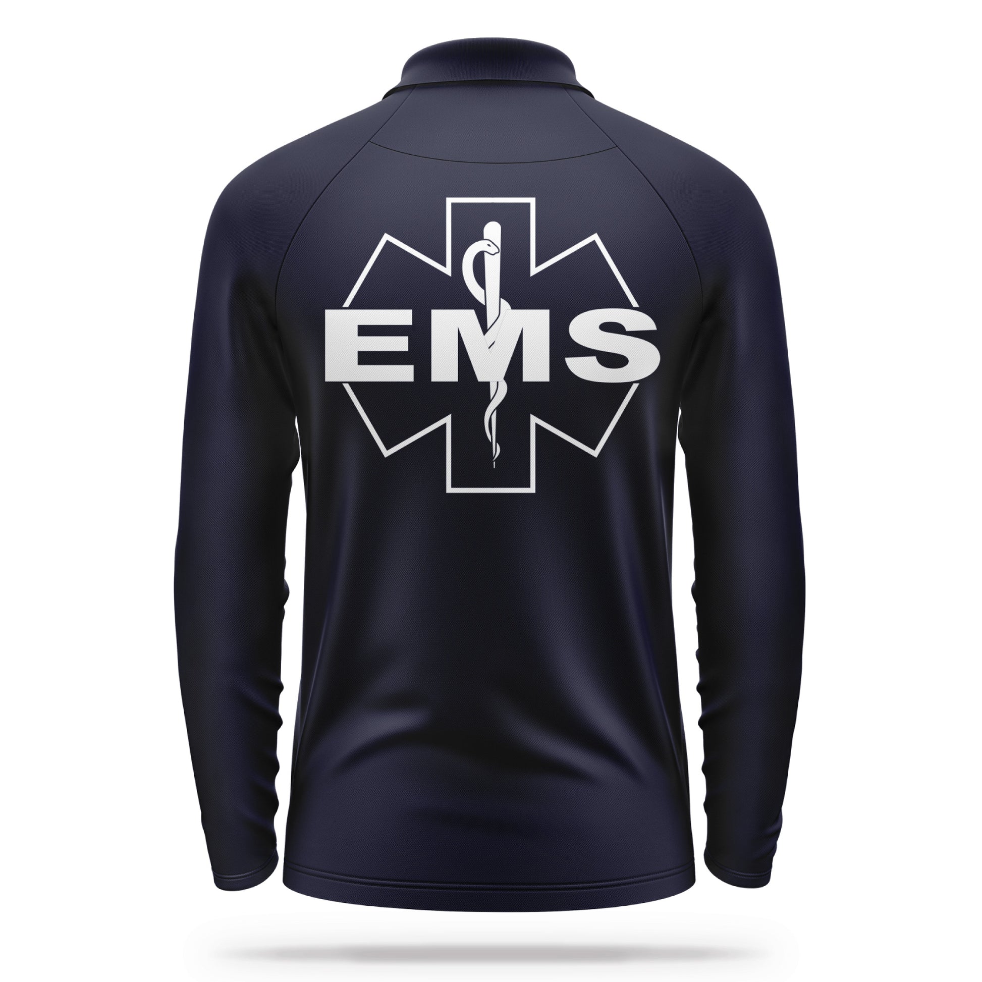 [EMS] Men's Performance Polo Long Sleeve [NVY/WHT]-13 Fifty Apparel