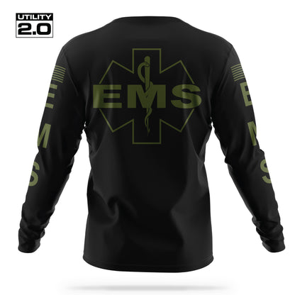 [EMS-TACTICAL] Men's Utility 2.0 Long Sleeve [BLK/GRN]-13 Fifty Apparel
