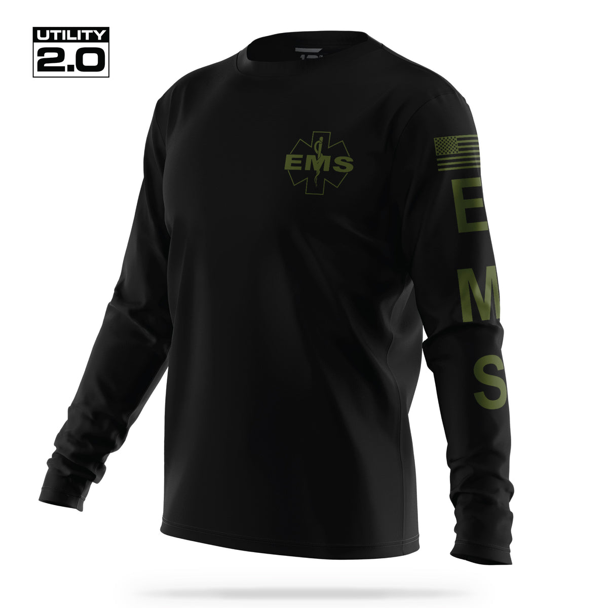 [EMS-TACTICAL] Men's Utility 2.0 Long Sleeve [BLK/GRN]-13 Fifty Apparel