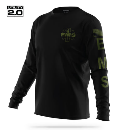 [EMS-TACTICAL] Men's Utility 2.0 Long Sleeve [BLK/GRN]-13 Fifty Apparel