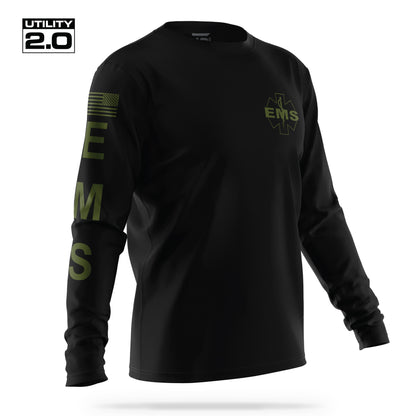 [EMS-TACTICAL] Men's Utility 2.0 Long Sleeve [BLK/GRN]-13 Fifty Apparel