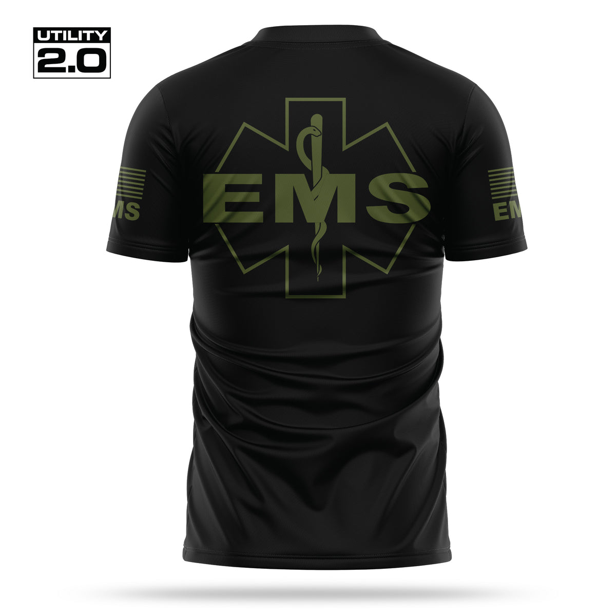 [EMS-TACTICAL] Men's Utility 2.0 Short Sleeve [BLK/GRN]-13 Fifty Apparel