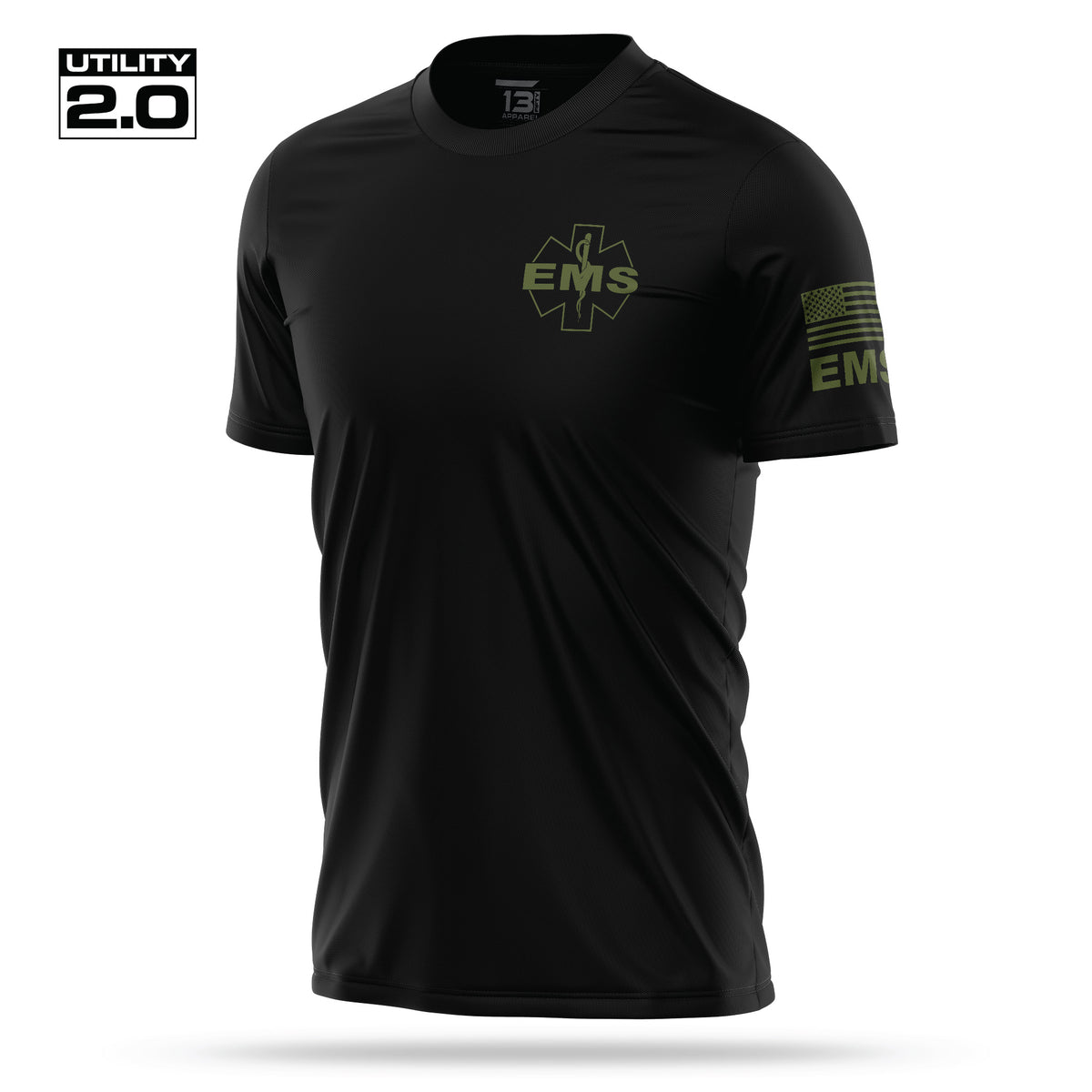 [EMS-TACTICAL] Men's Utility 2.0 Short Sleeve [BLK/GRN]-13 Fifty Apparel