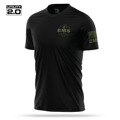 [EMS-TACTICAL] Men's Utility 2.0 Short Sleeve [BLK/GRN]-13 Fifty Apparel