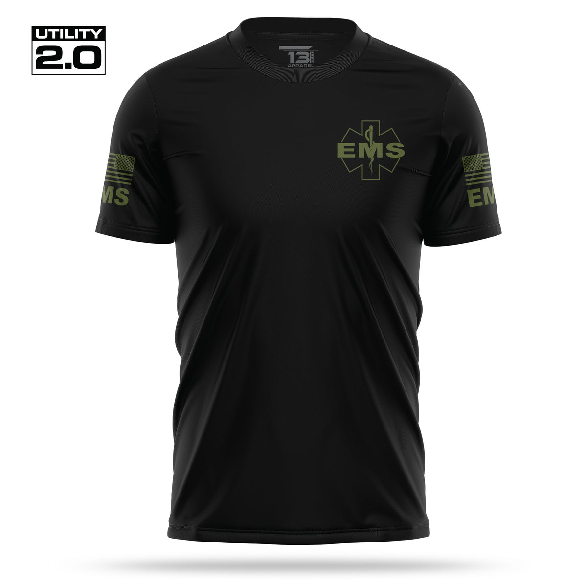 [EMS-TACTICAL] Men's Utility 2.0 Short Sleeve [BLK/GRN]-13 Fifty Apparel