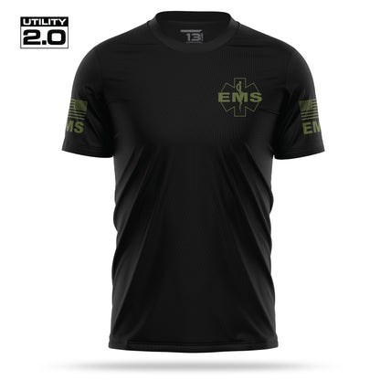 [EMS-TACTICAL] Men's Utility 2.0 Short Sleeve [BLK/GRN]-13 Fifty Apparel