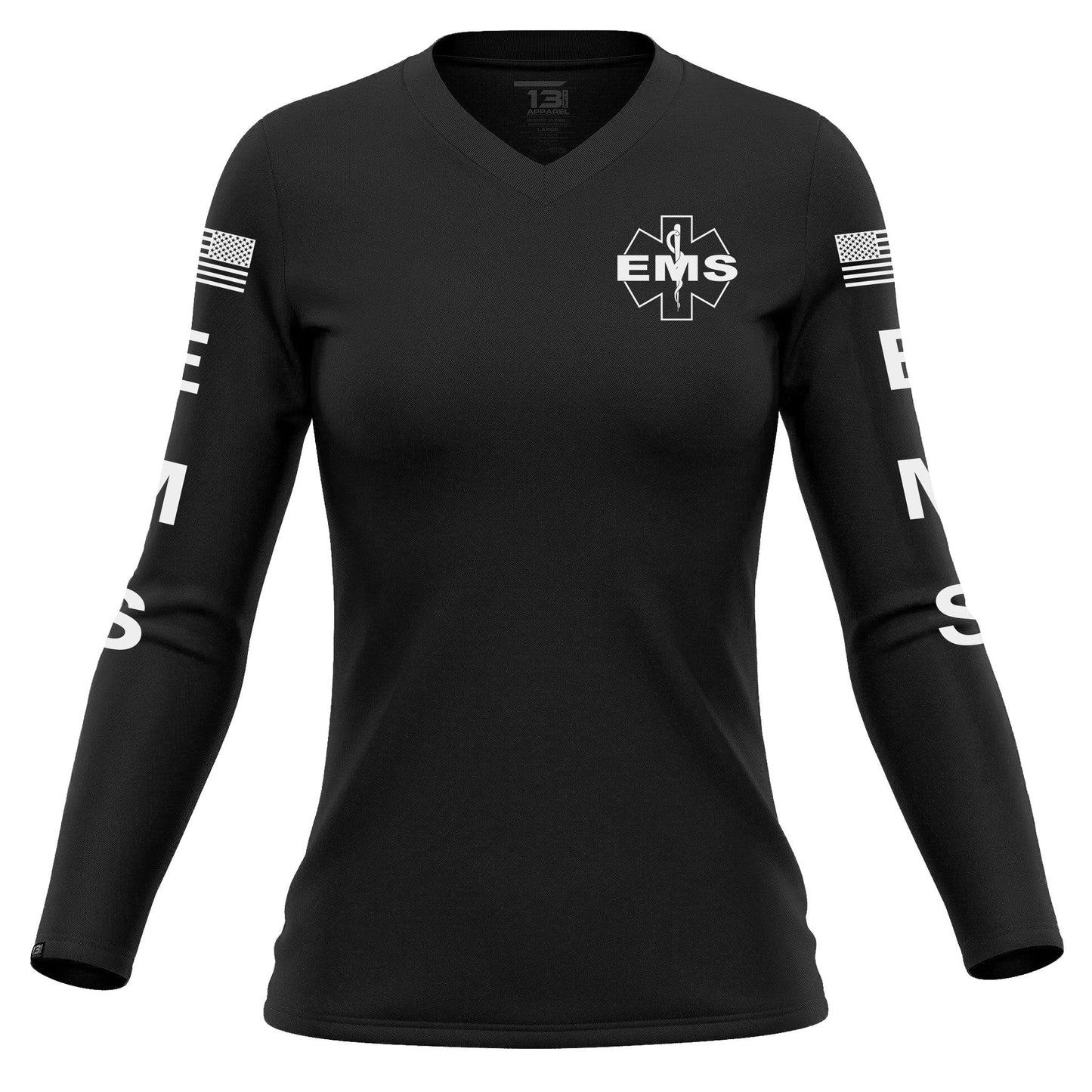 [EMS] Women's Performance Long Sleeve [BLK/WHT]-13 Fifty Apparel