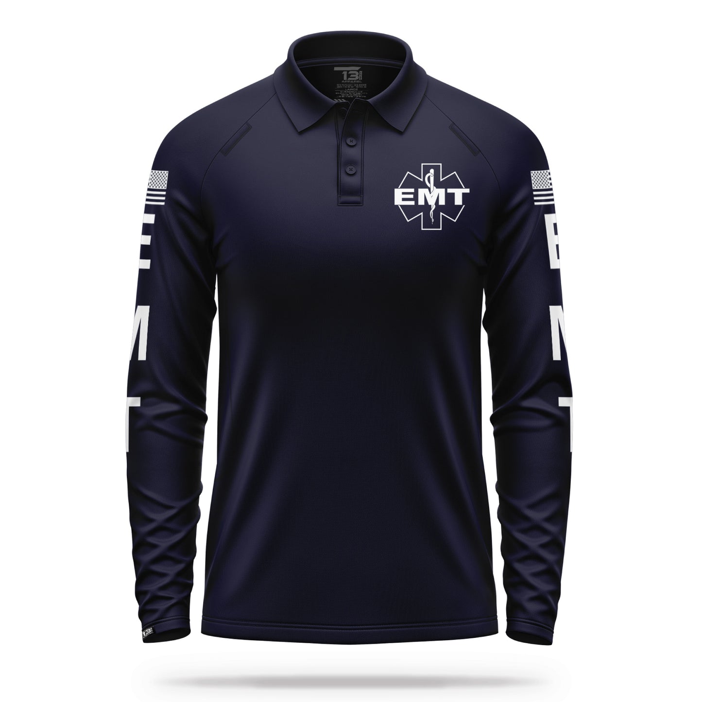 [EMT] Men's Performance Polo Long Sleeve [NVY/GRY] 13 Fifty Apparel 
