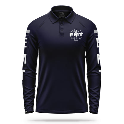 [EMT] Men's Performance Polo Long Sleeve [NVY/GRY] 13 Fifty Apparel 