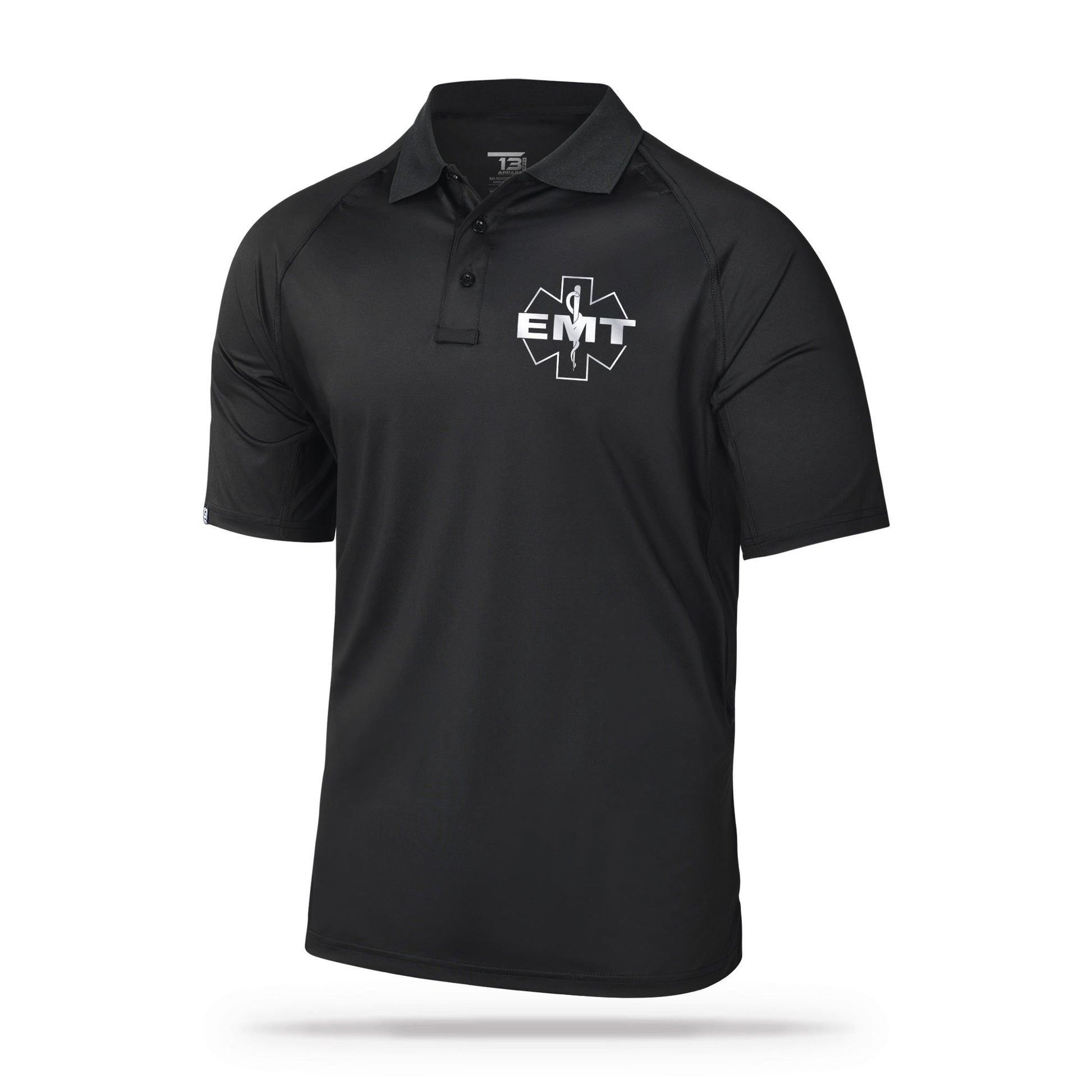 [EMT] Reflective Men's Performance Polo [BLK/REF]-13 Fifty Apparel