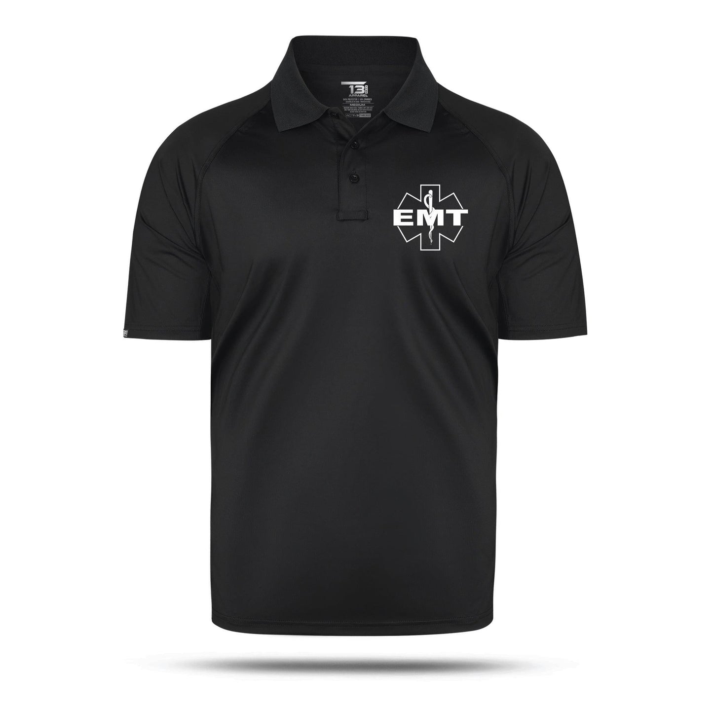 [EMT] Reflective Men's Performance Polo [BLK/REF]-13 Fifty Apparel